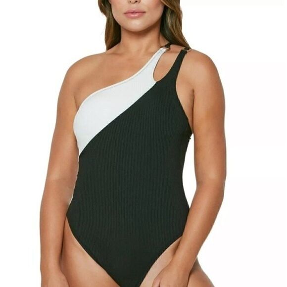 JESSICA SIMPSON Chop & Change One-Shoulder Maillot One-Piece Swimsuit swimwear S - Picture 1 of 7